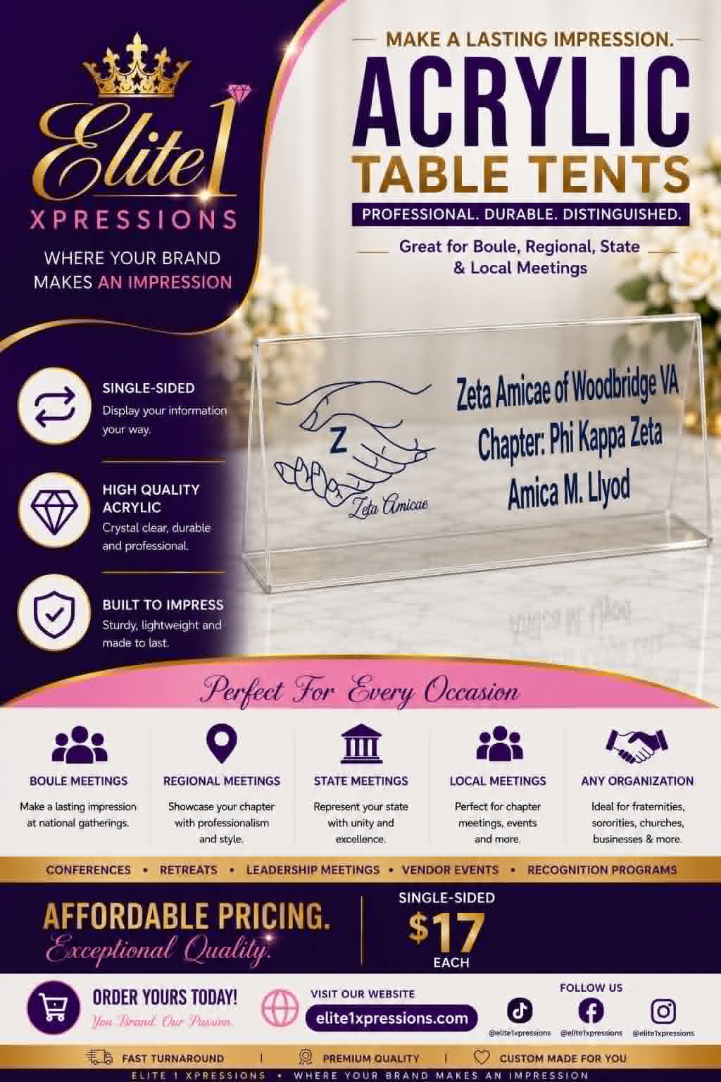 Custom Acrylic Table Tent ~ Zeta Amicae