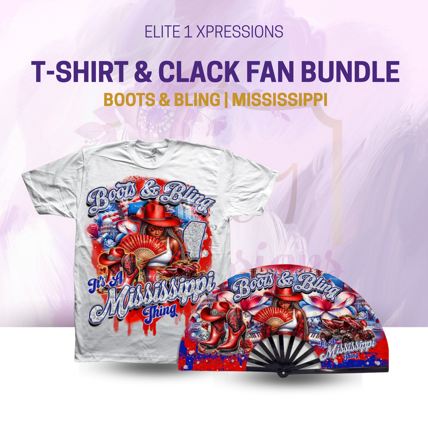 Boots & Bling ~ "Who U Wit" T~Shirt & Clack Fan Bundle