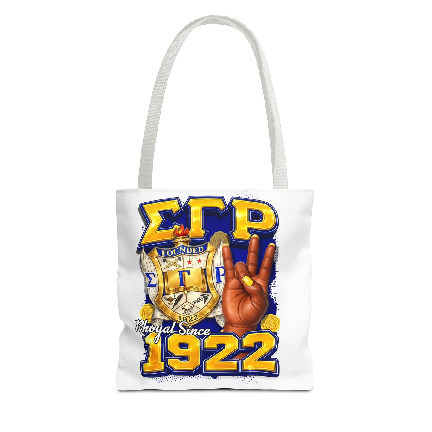 SGRHO I 1920 I Crest Pearl Hand Tote Bag | Sigma Gamma Rho Sorority Design (White)