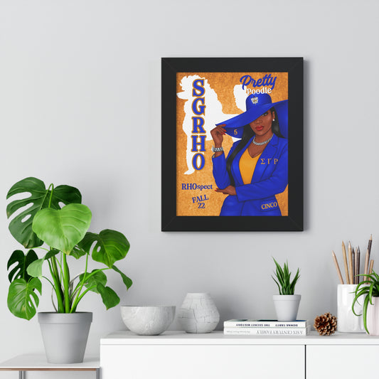 💙💛 Sigma Gamma Rho Inspired Framed Vertical Poster