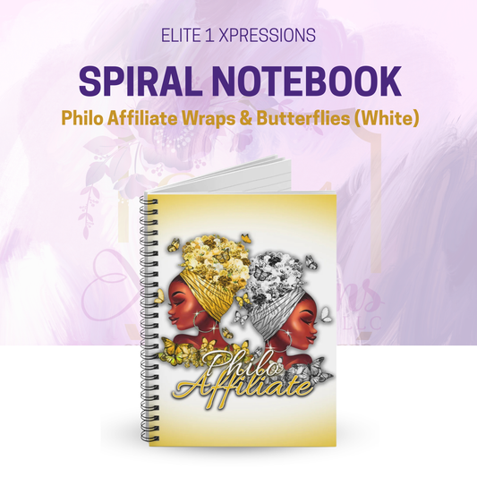 Philo Affiliate Wraps & Butterflies (white) - Spiral Notebook Ruled Line