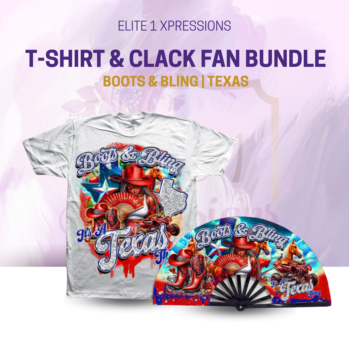 Boots & Bling ~ "Who U Wit" T~Shirt & Clack Fan Bundle