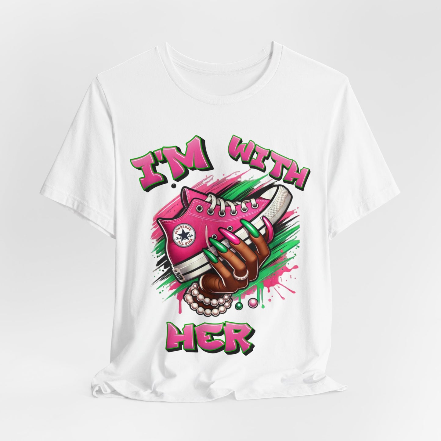 I'm with HER (Pink & Green) v2 ~ Unisex Jersey Short Sleeve Tee