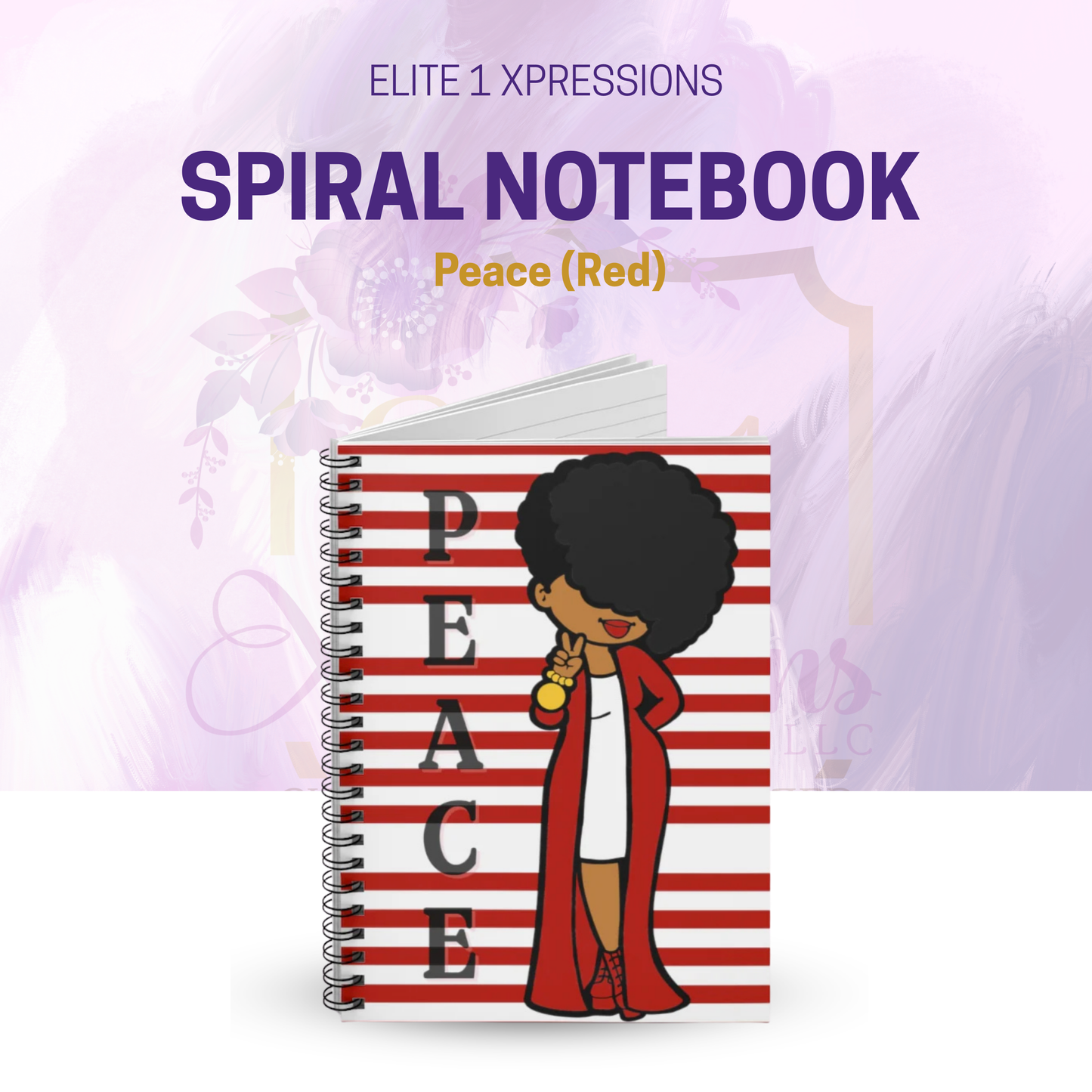 Peace (Red) Spiral Notebook