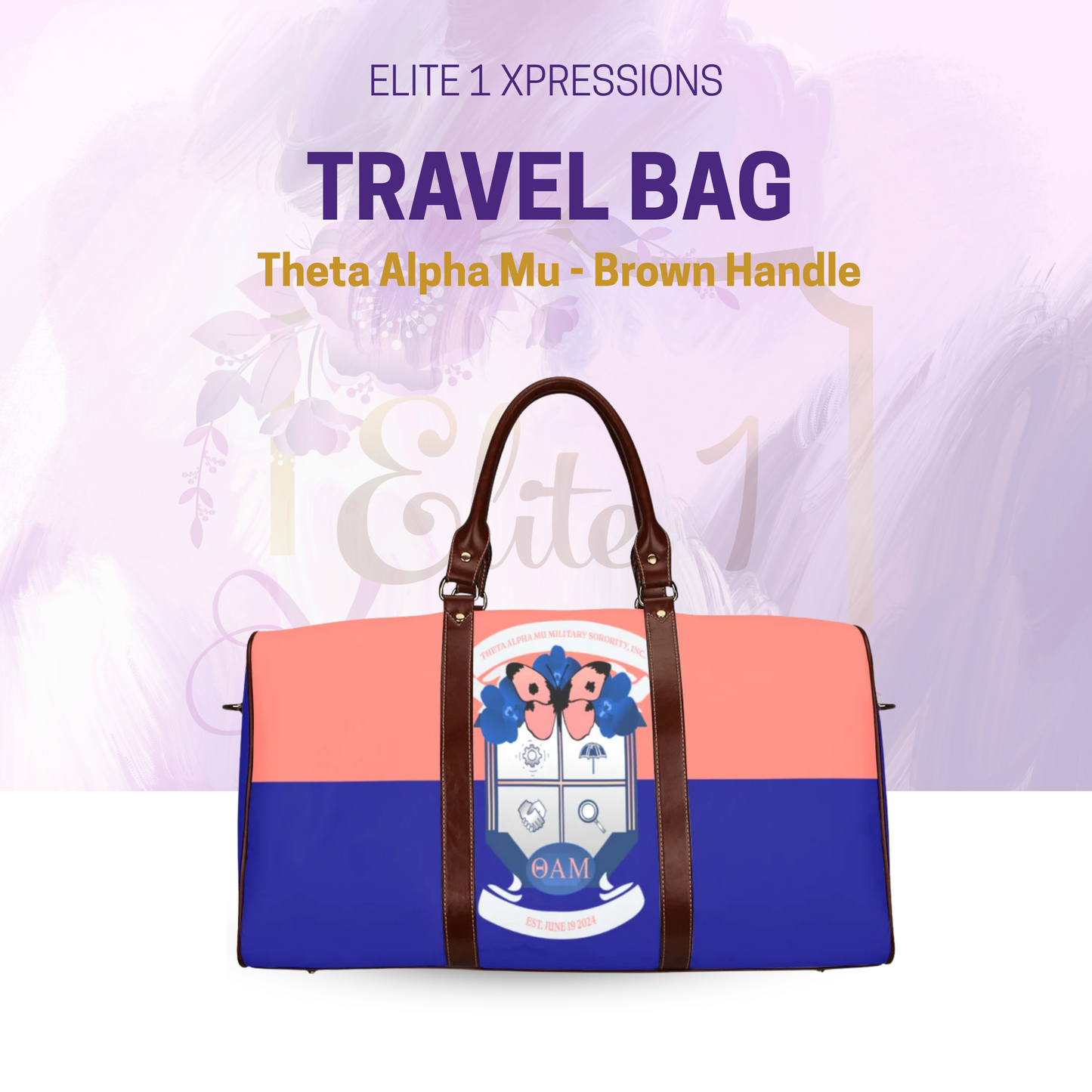 Theta Alpha Mu Travel Bag - Brown Handle