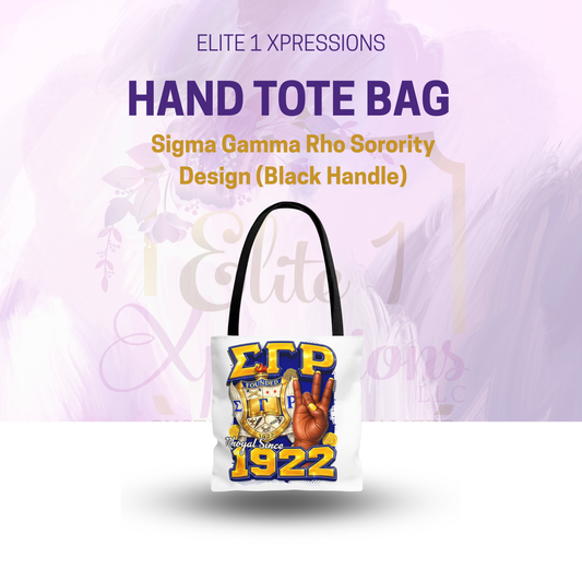 SGRHO I 1920 I Crest Pearl Hand Tote Bag | Sigma Gamma Rho Sorority Design (White)