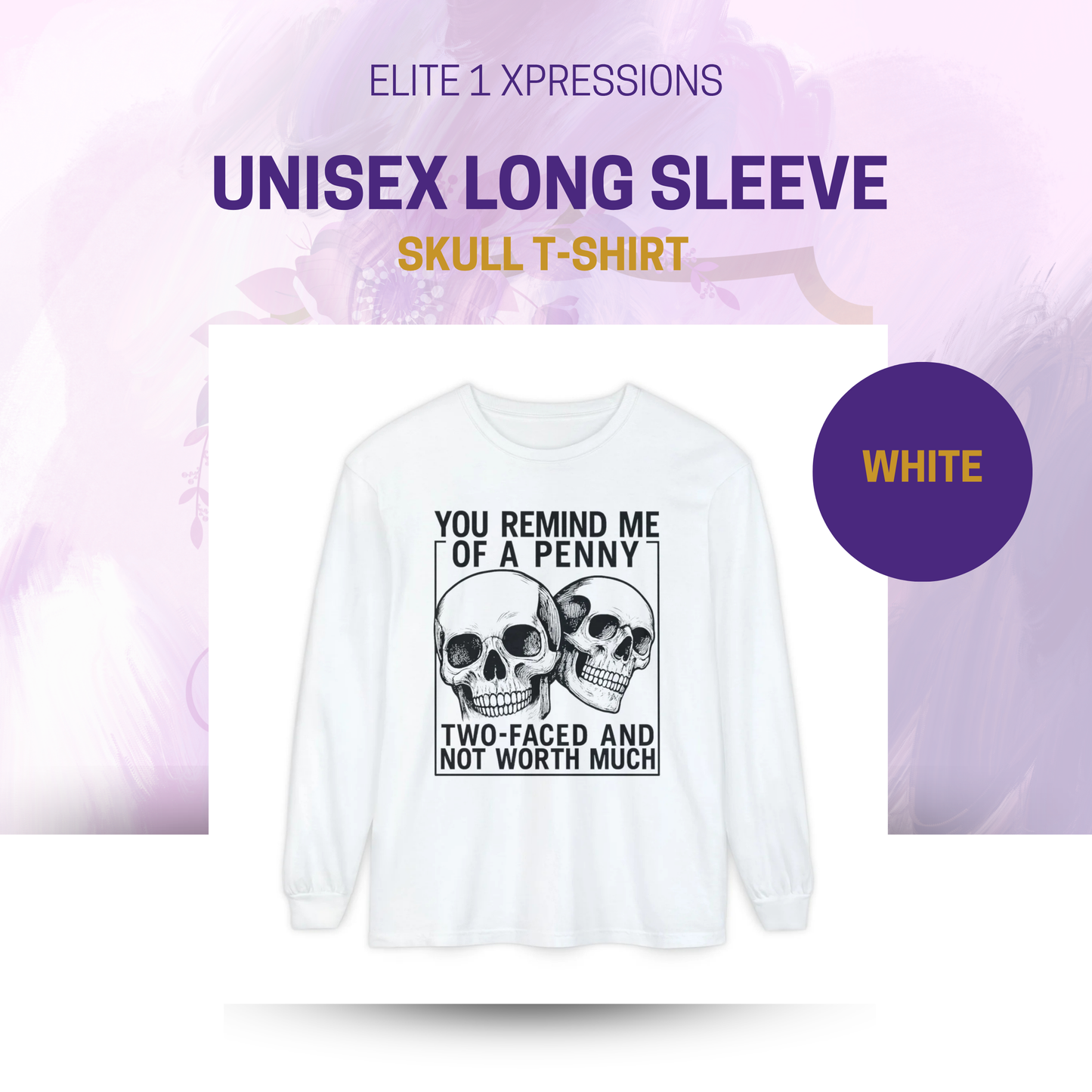 Unisex Long Sleeve Skull T-Shirt