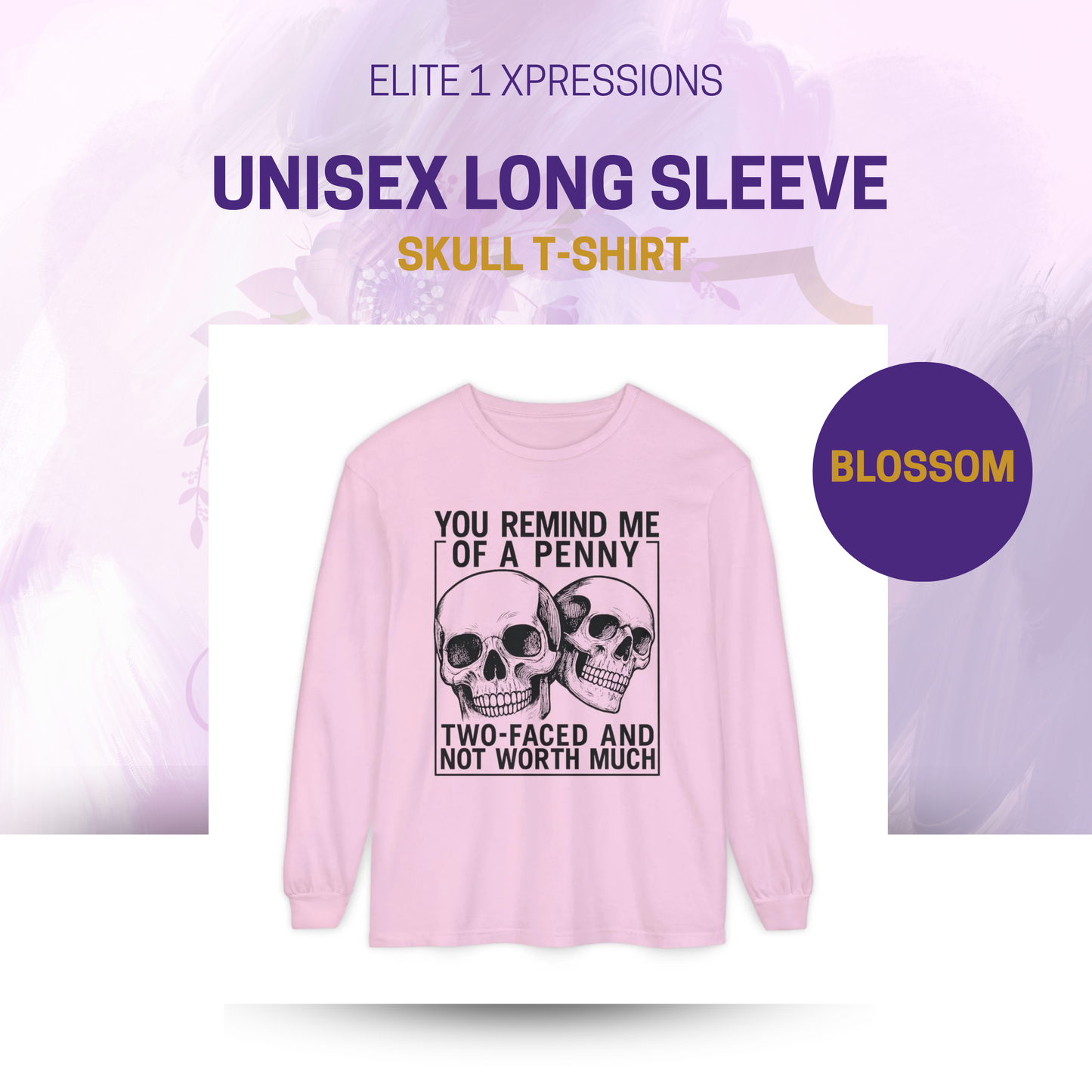 Unisex Long Sleeve Skull T-Shirt