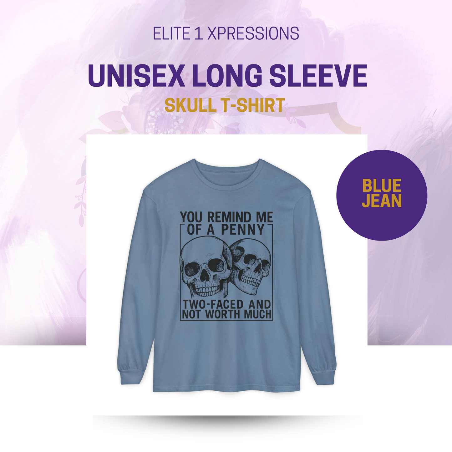 Unisex Long Sleeve Skull T-Shirt