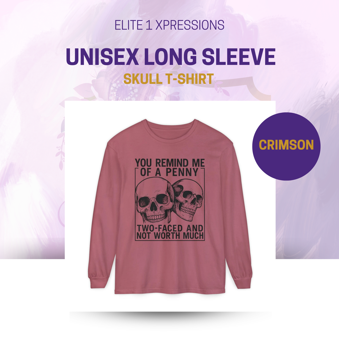 Unisex Long Sleeve Skull T-Shirt