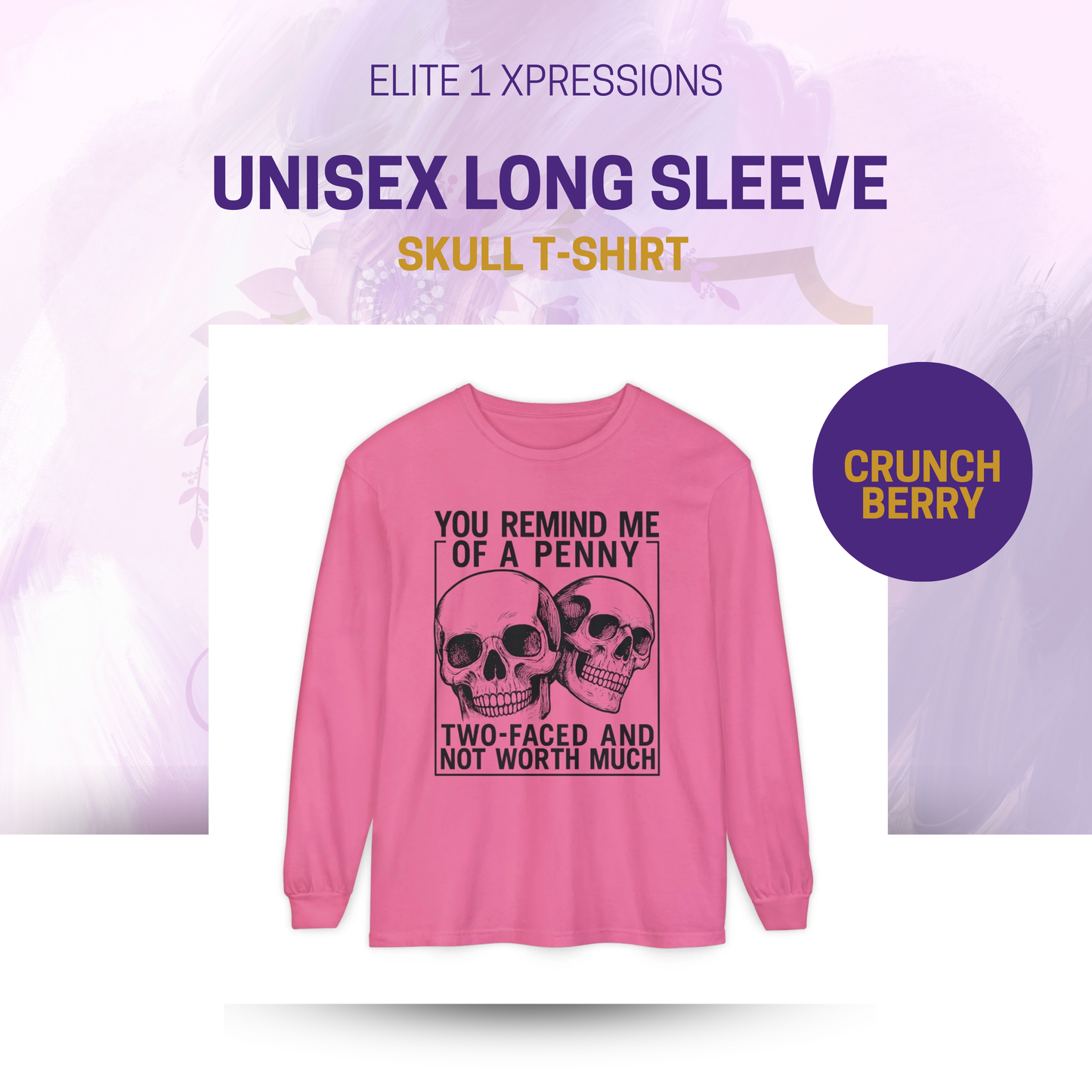 Unisex Long Sleeve Skull T-Shirt