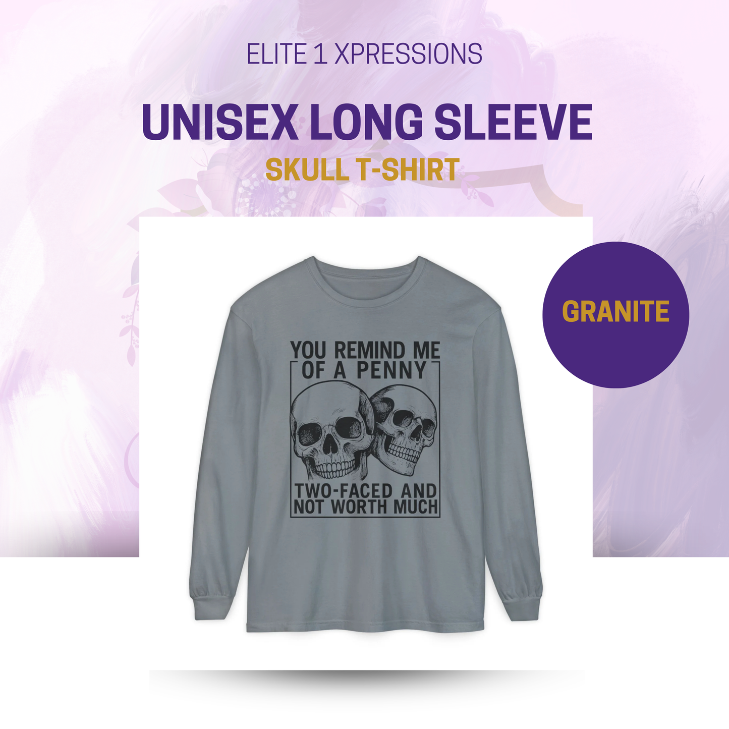 Unisex Long Sleeve Skull T-Shirt