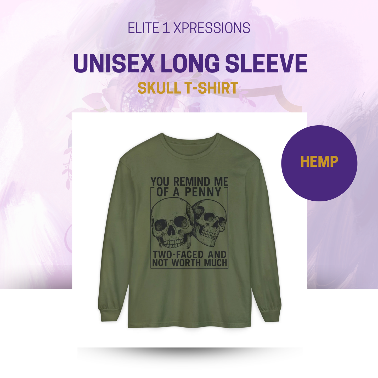 Unisex Long Sleeve Skull T-Shirt