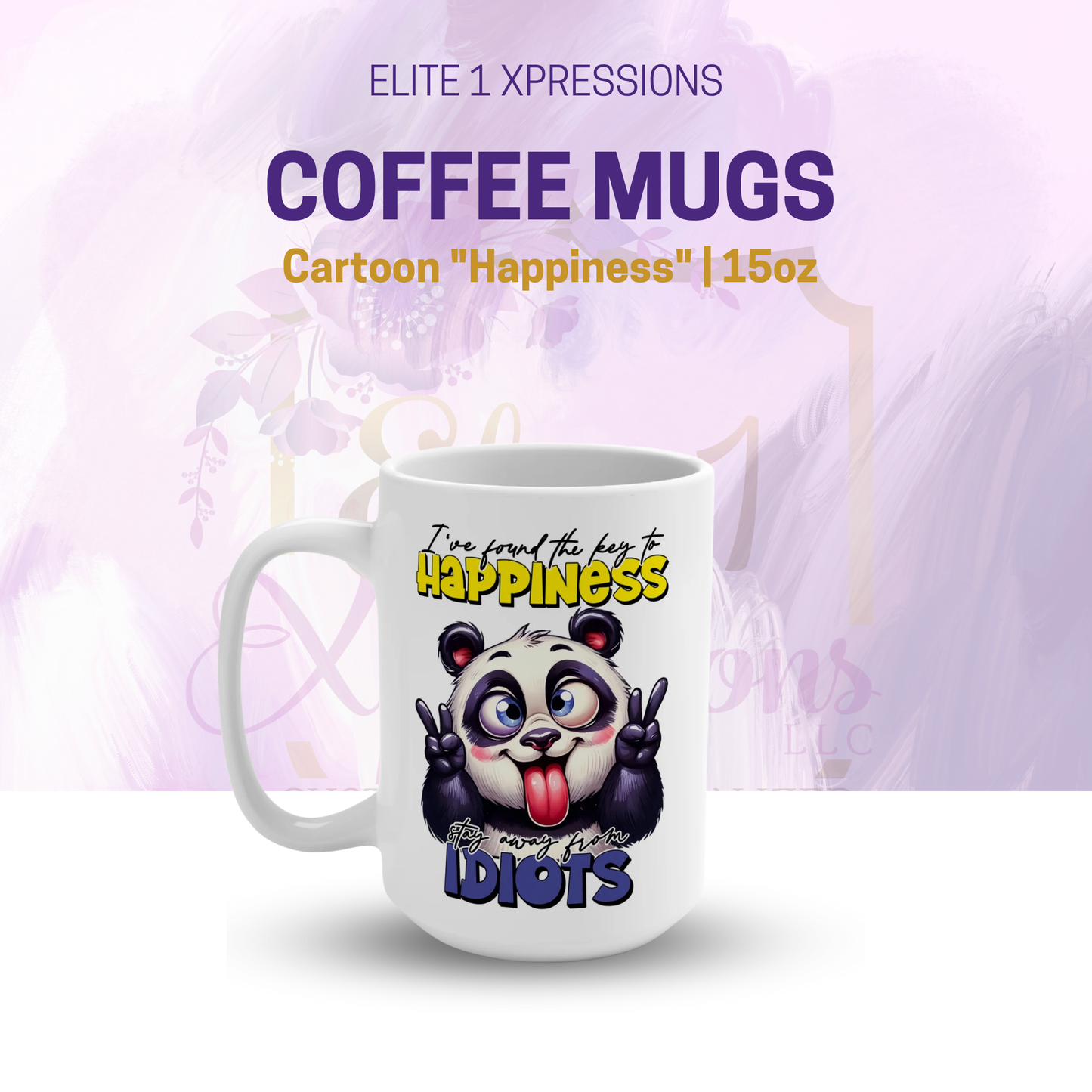 Cartoon "Happiness" Mug 15oz