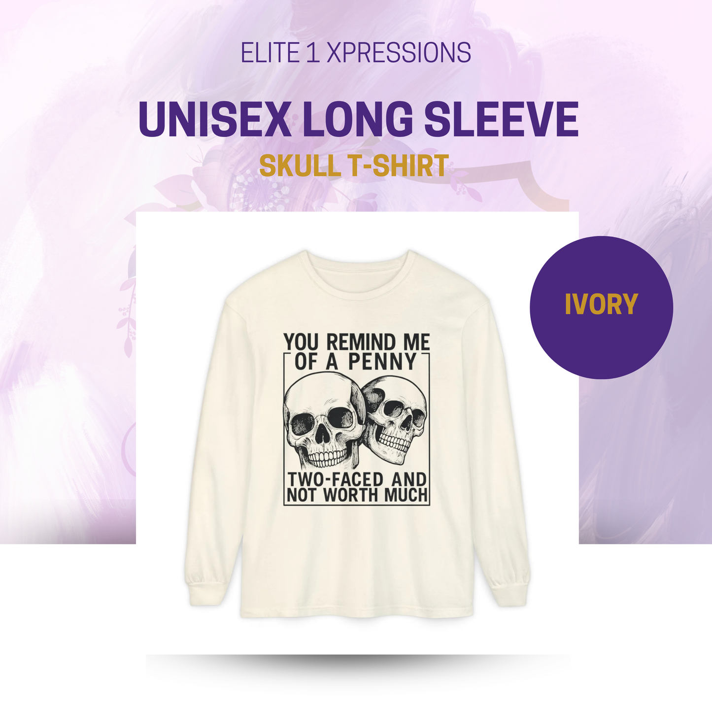 Unisex Long Sleeve Skull T-Shirt