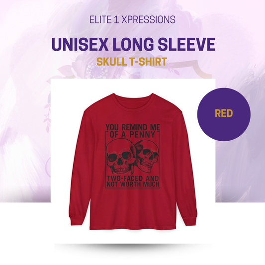 Unisex Long Sleeve Skull T-Shirt
