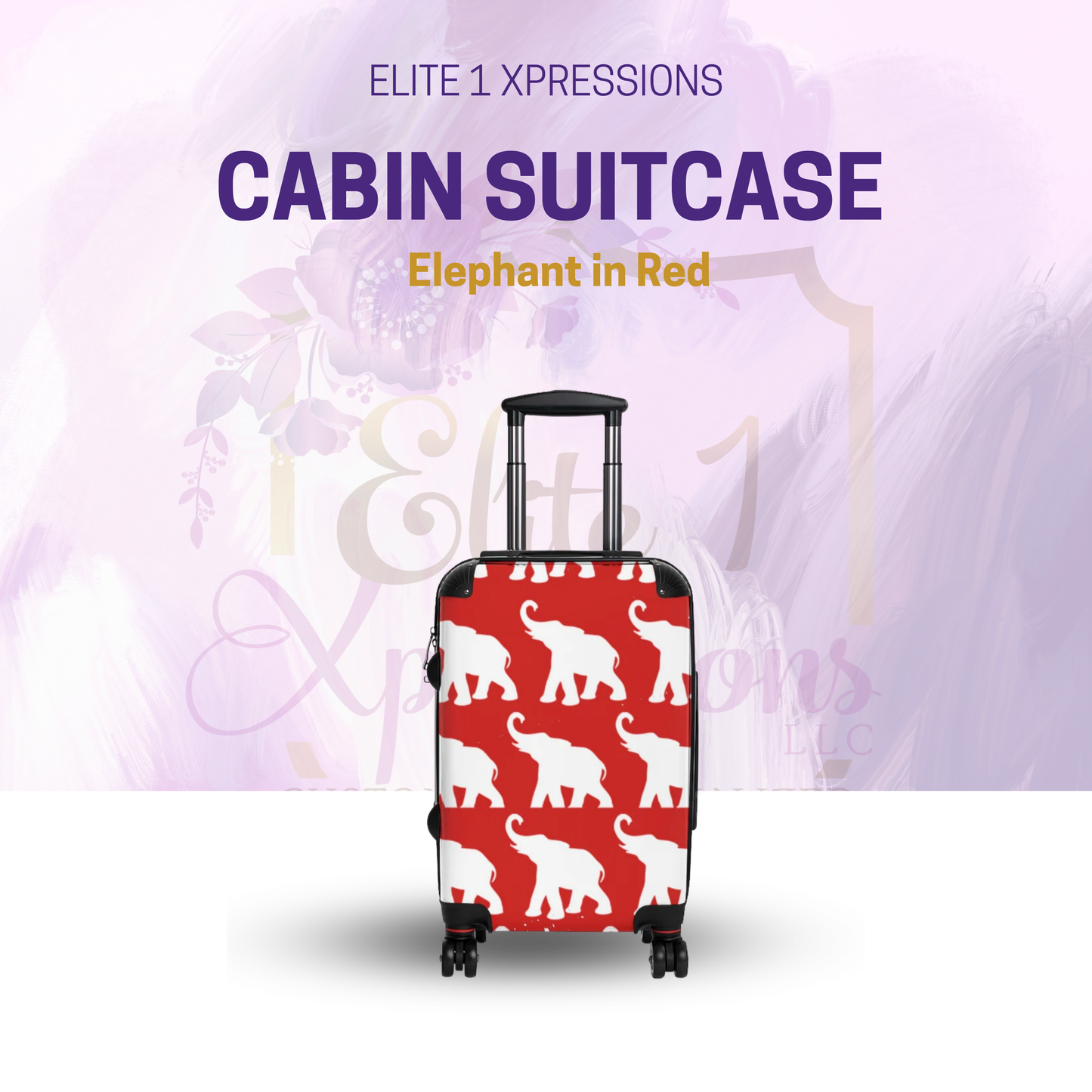Elephant in Red ~ Cabin Suitcase