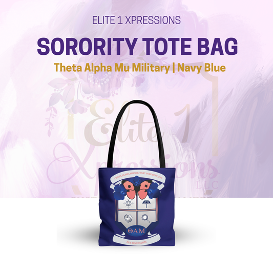 Theta Alpha Mu Military Sorority Tote Bag (Navy Blue)