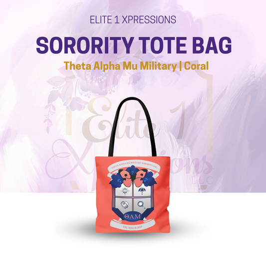 Theta Alpha Mu Military Sorority Tote Bag (Coral)