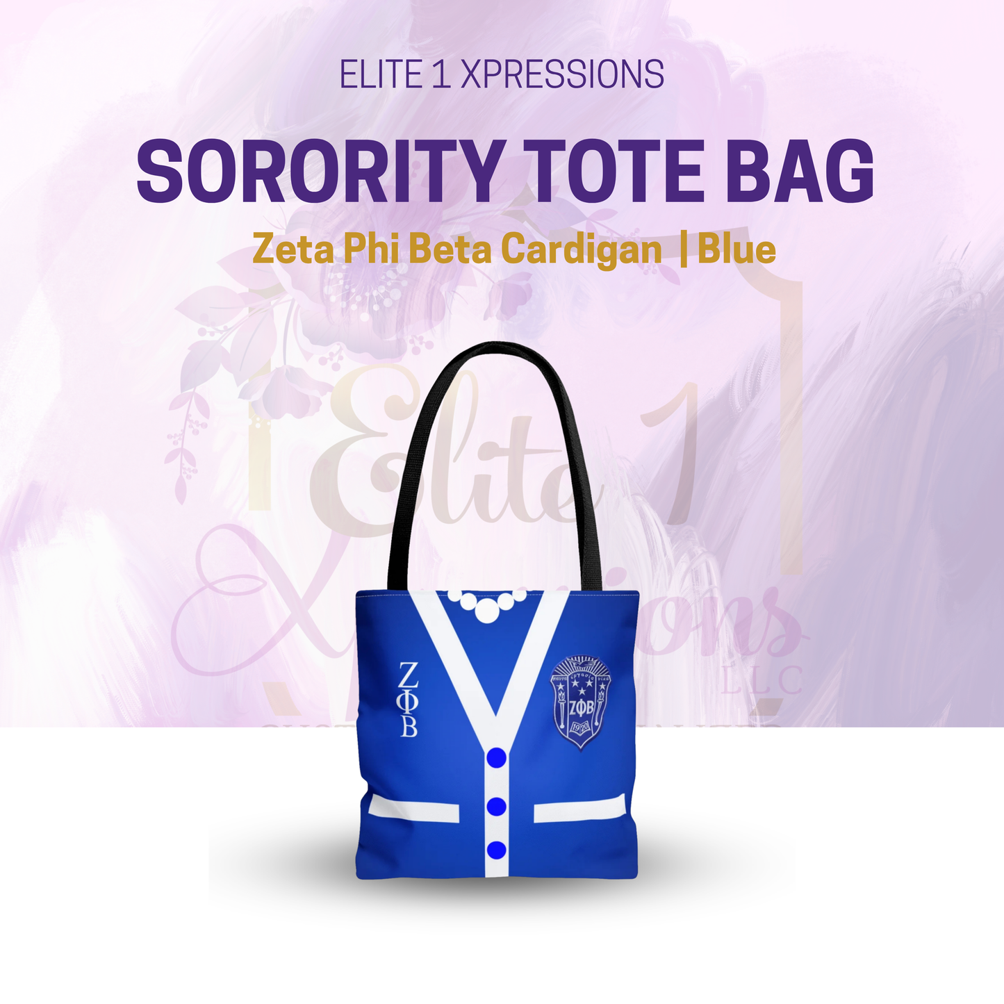 Zeta Phi Beta Cardigan (Blue) Tote Bag
