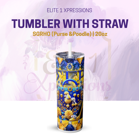 SGRHO (Purse &Poodle) Skinny Tumbler with Straw, 20oz
