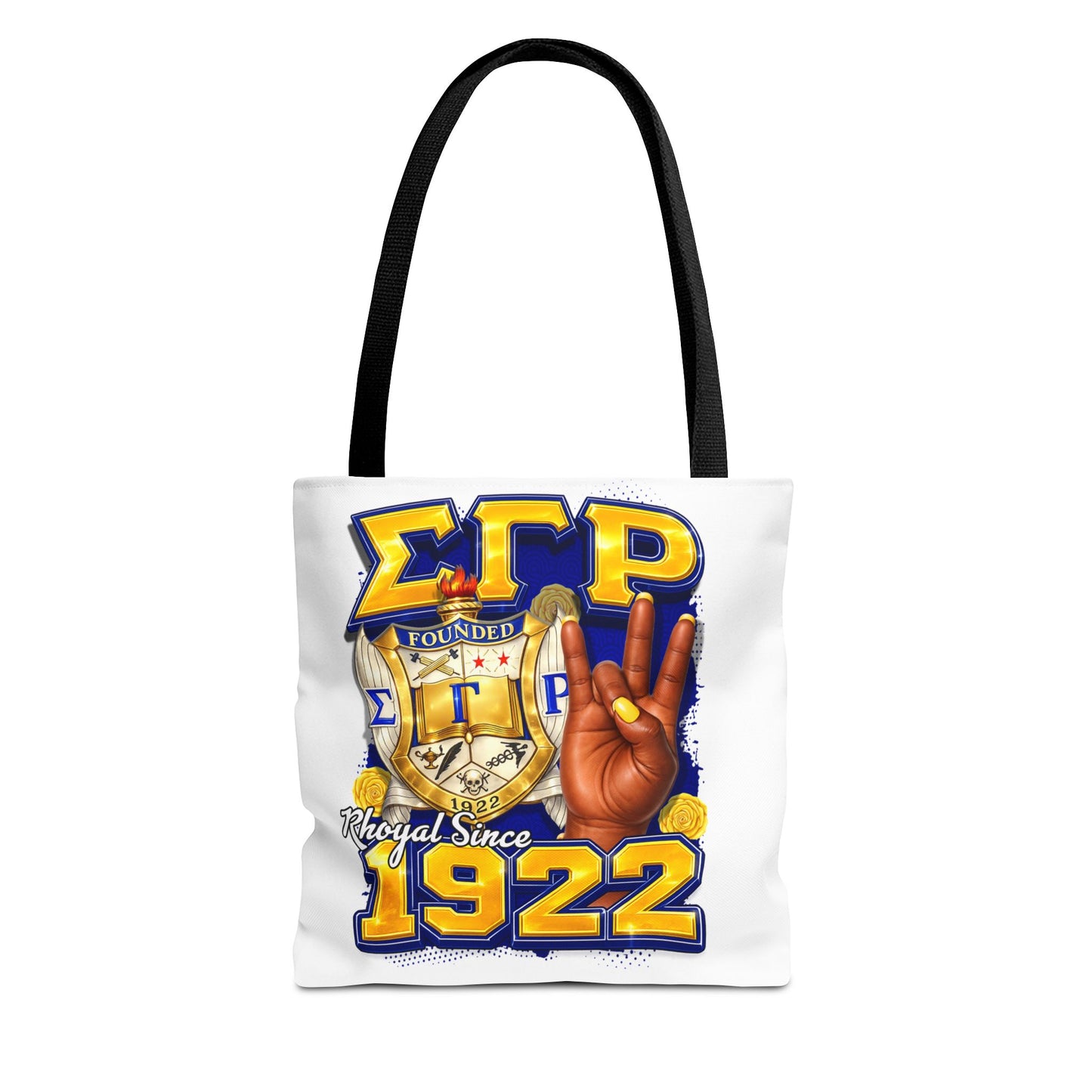 SGRHO I 1920 I Crest Pearl Hand Tote Bag | Sigma Gamma Rho Sorority Design (White)