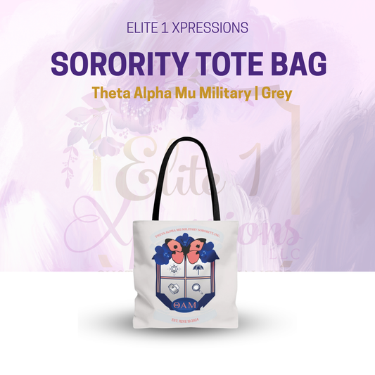 Theta Alpha Mu Military Sorority Tote Bag (Grey)