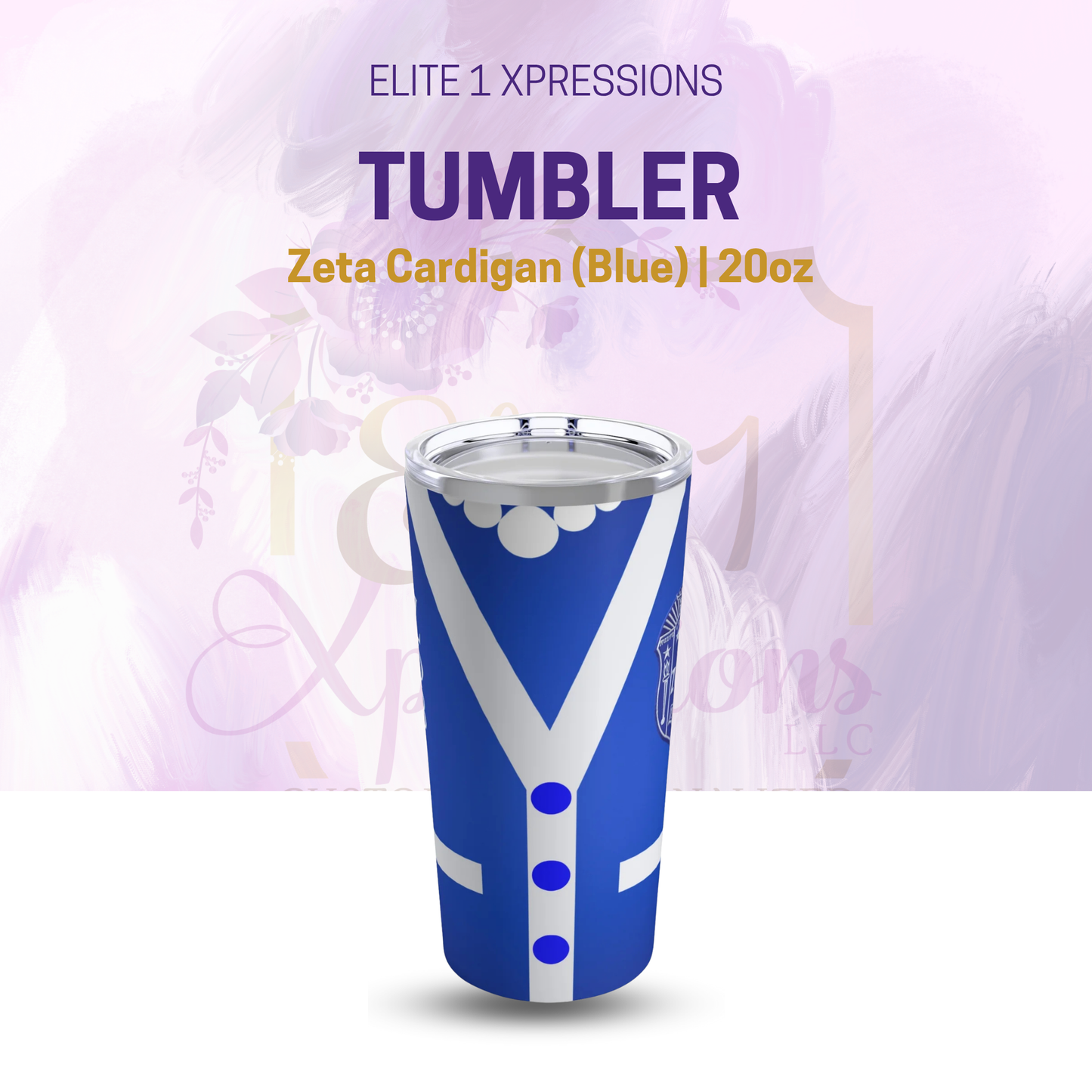 Zeta Cardigan (Blue) Tumbler 20oz