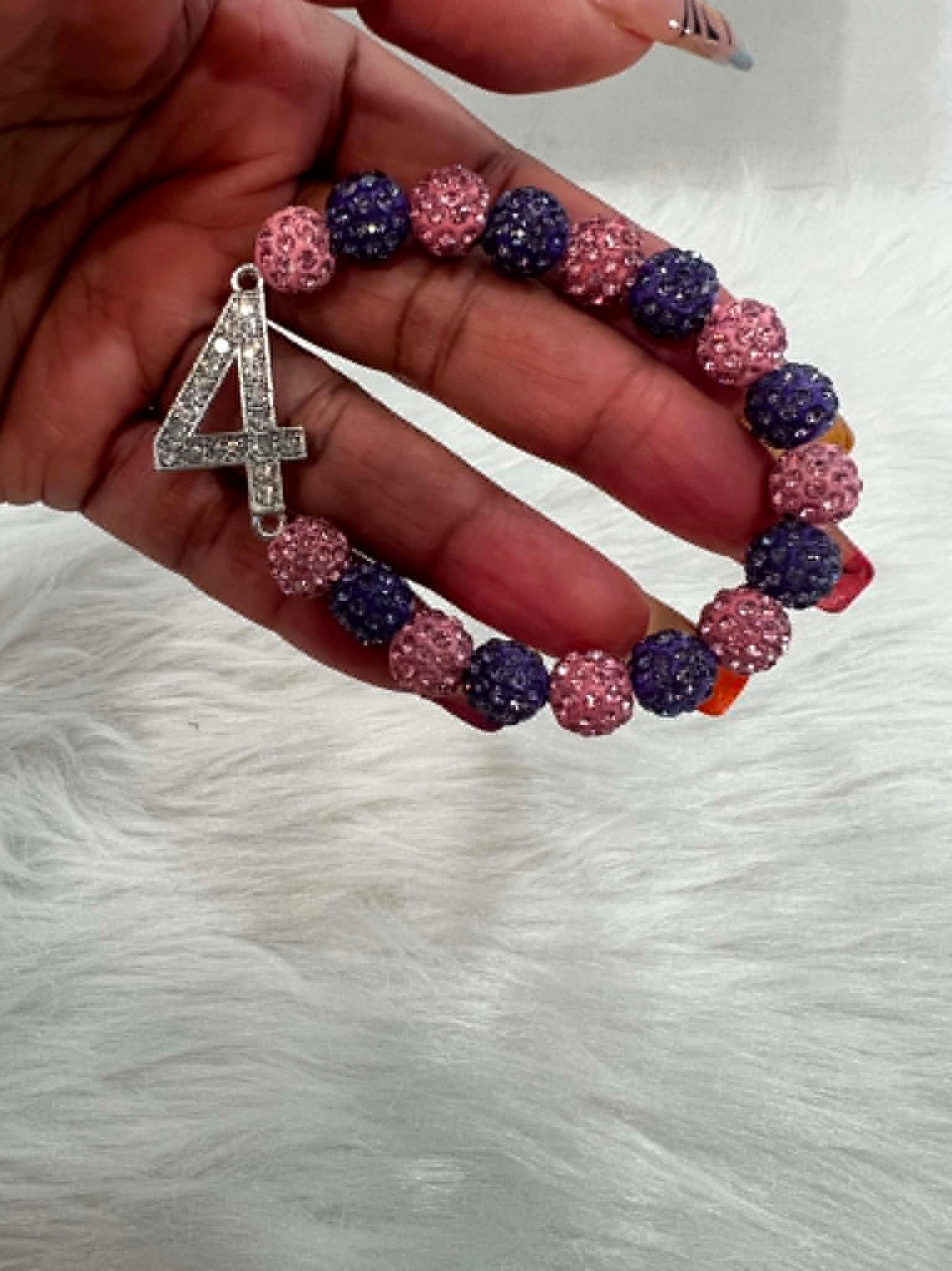 Bracelet ~ Crystal Number  Pink & Purple Bling Edition