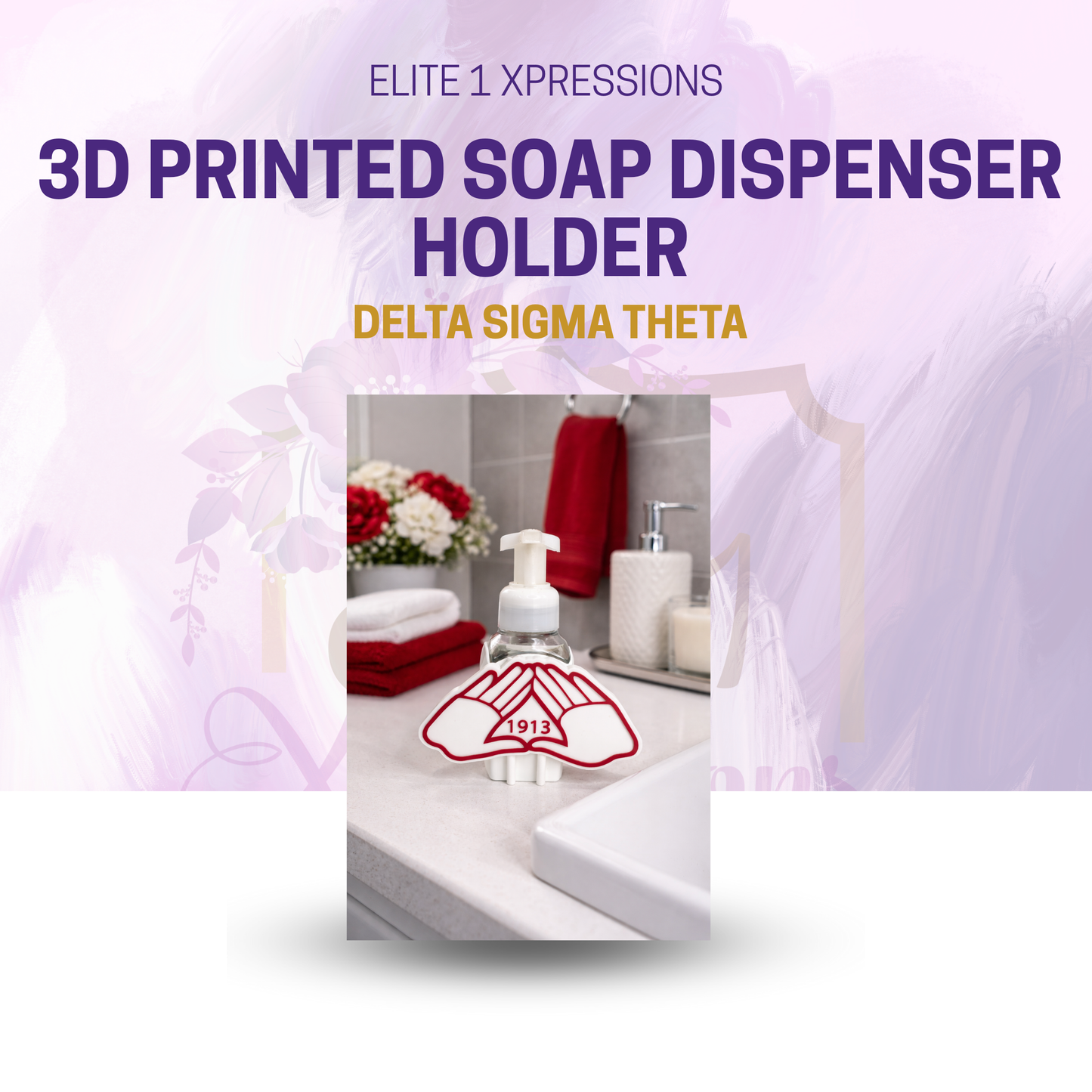 Delta Sigma Theta 3D Printed Soap Dispenser Holder