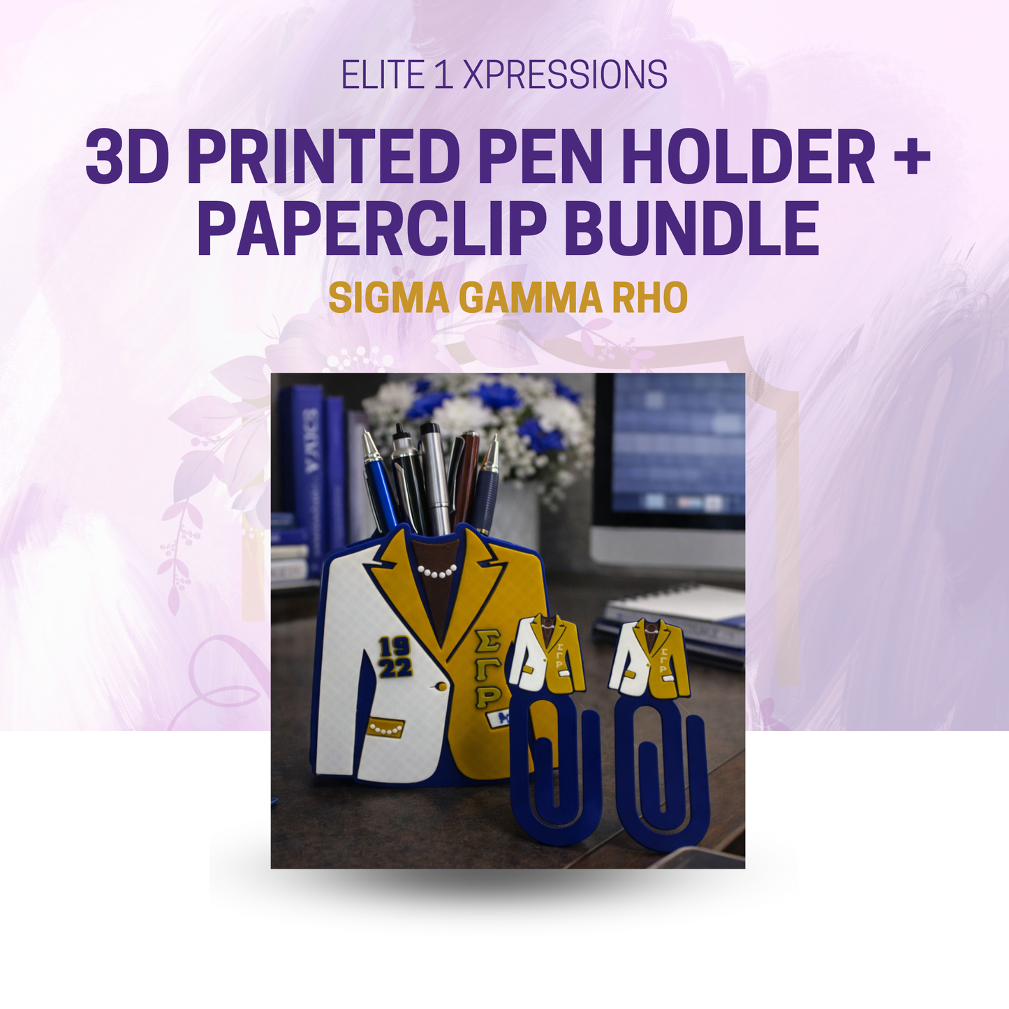 Sigma Gamma Rho 3D Printed Pen Holder + Paperclip Bundle