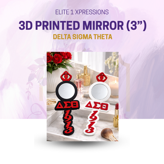 Delta Sigma Theta 3D Printed Mirror (3” Diameter)