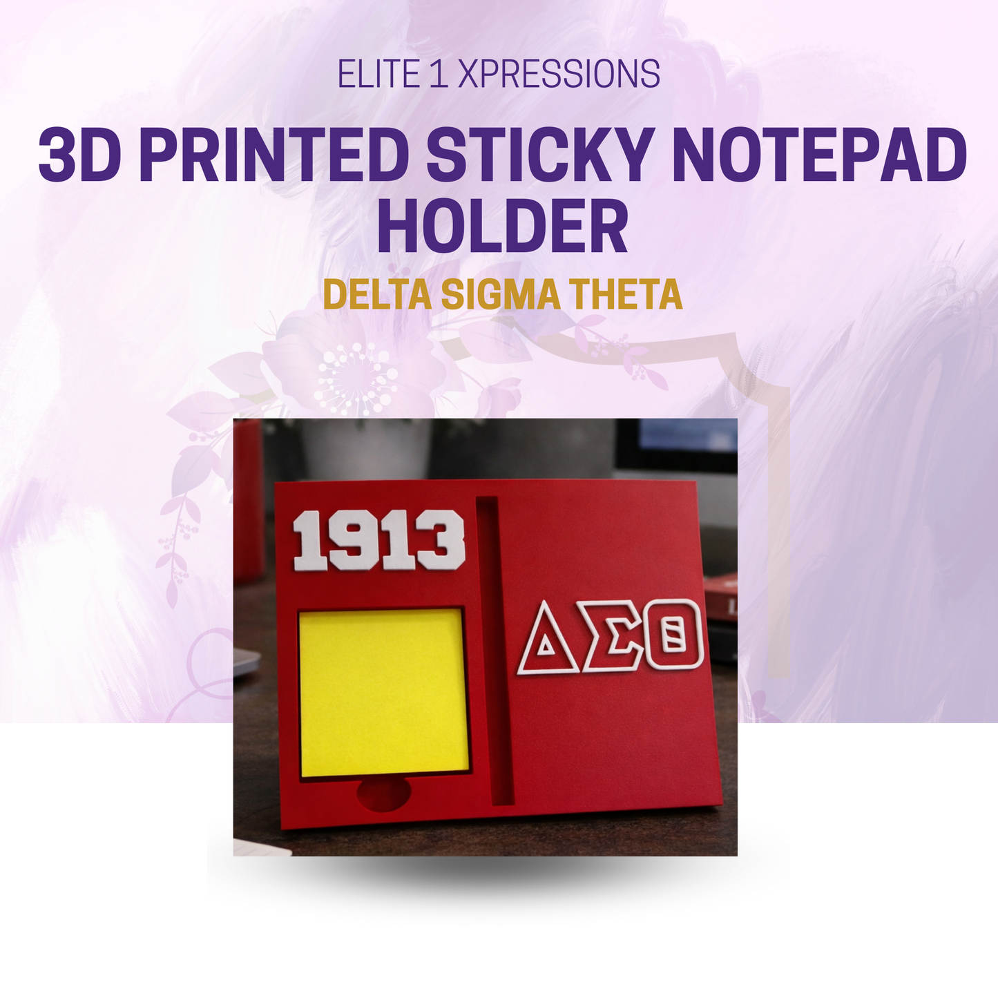 Delta Sigma Theta 3D Printed Sticky Notepad Holder