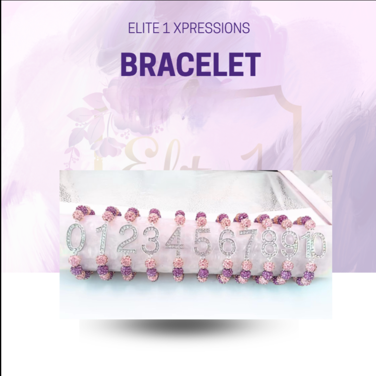 Bracelet ~ Crystal Number  Pink & Purple Bling Edition