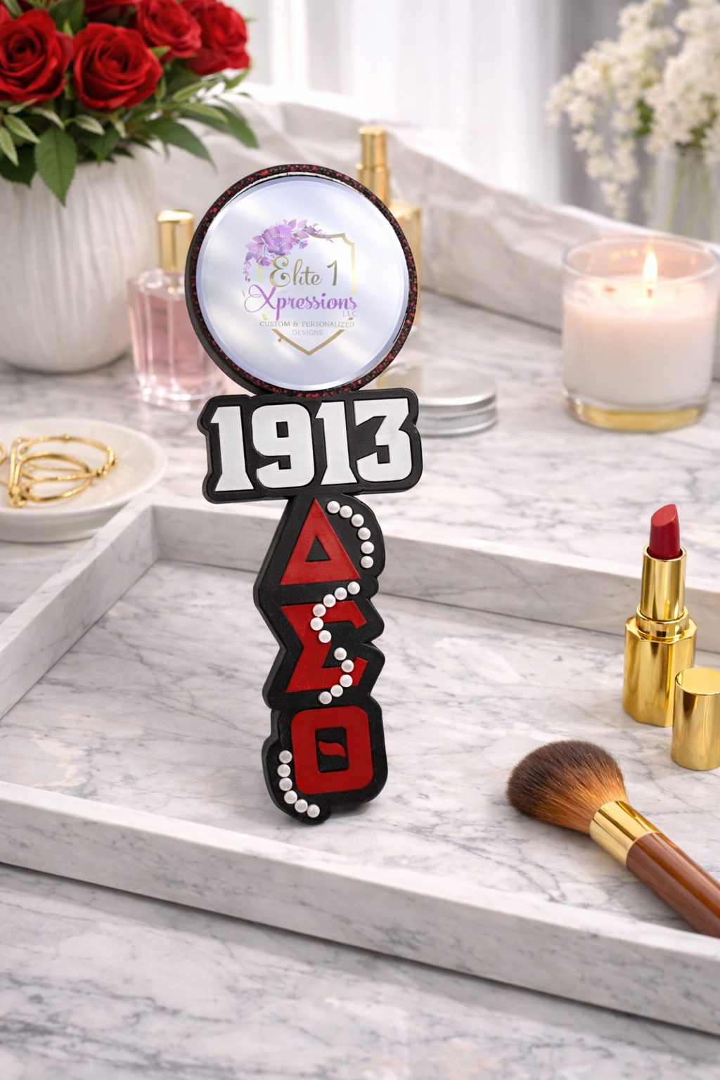 Delta Sigma Theta 3D Printed Mirror (4” Diameter)