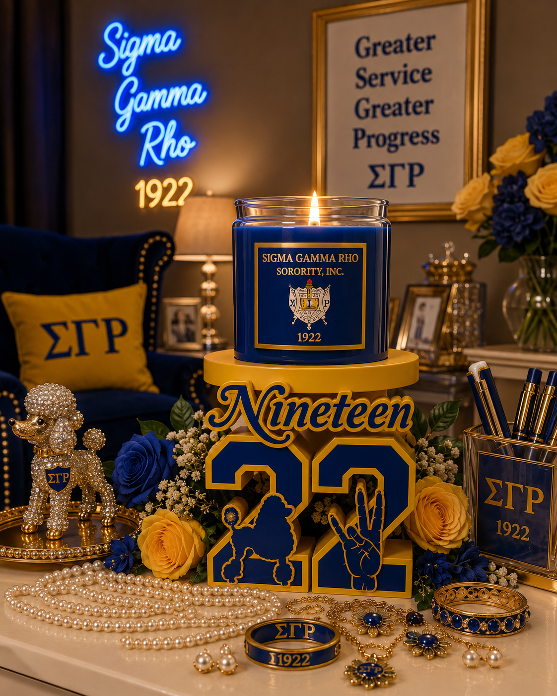 Sigma Gamma Rho "Nineteen 22" Luxury Candle Holder Display