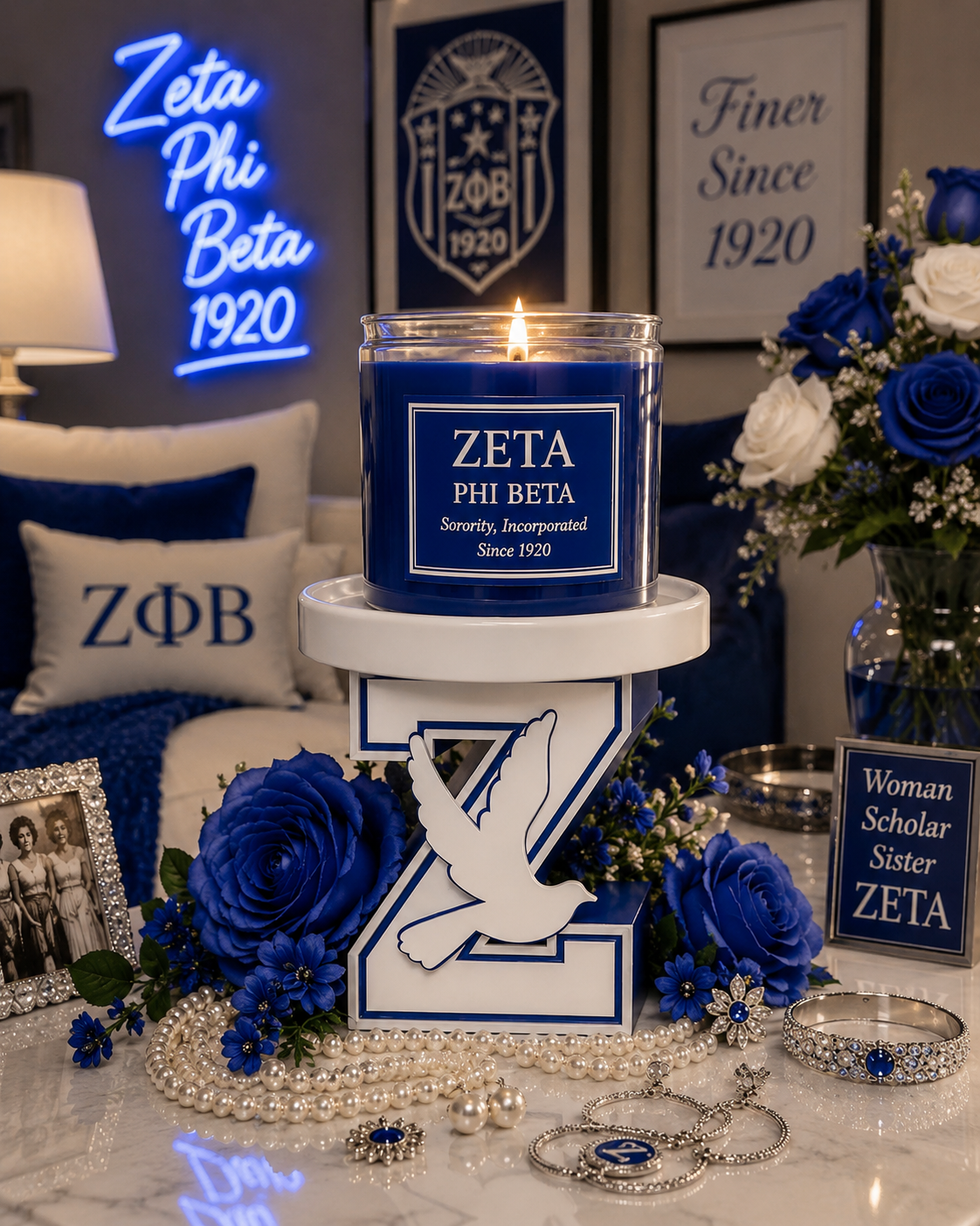 Zeta Phi Beta Inspired Luxury Candle Holder Display