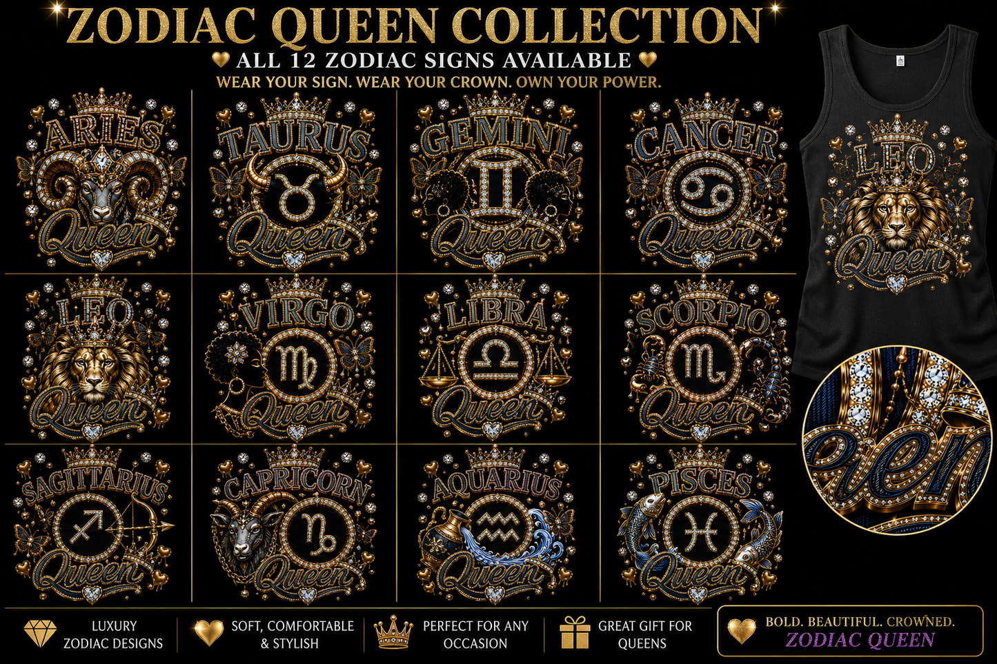 Zodiac Queen Heavy Cotton Tank Top