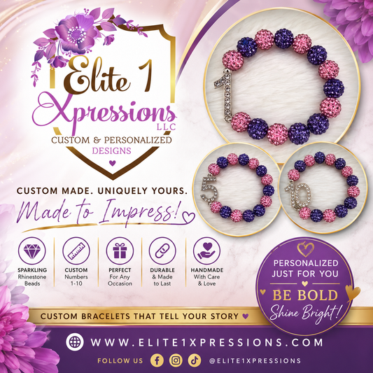 Bracelet ~ Crystal Number Pink & Purple Bling Edition