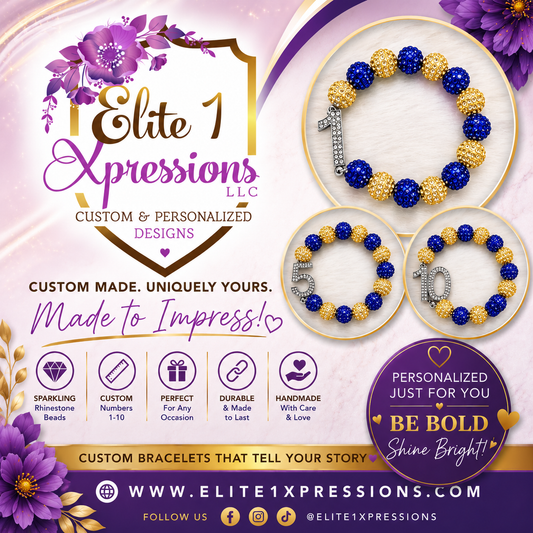 Bracelet ~ Crystal Number Rhoyal Blue & Yellow Bling Edition