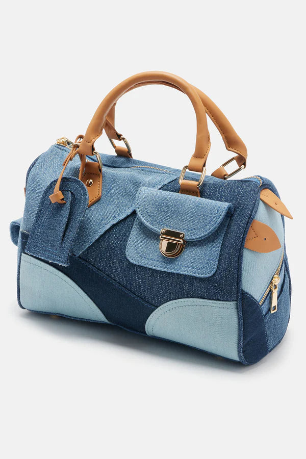 Junk Denim Patch  Satchel Handbag
