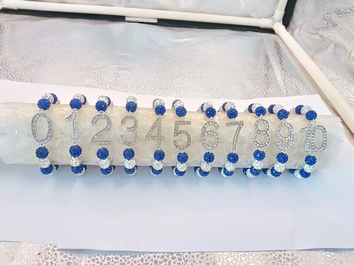 Bracelet ~ Crystal Number  Blue & White Bling Edition