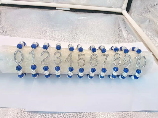 Bracelet ~ Crystal Number  Blue & White Bling Edition
