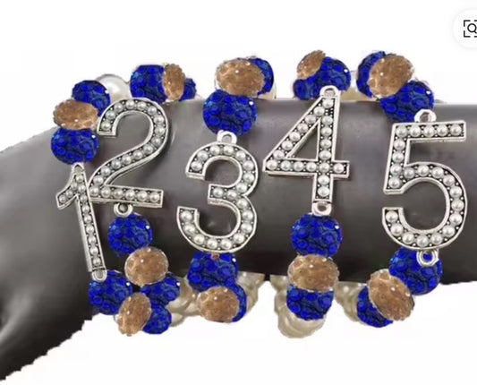 Bracelet ~ Crystal Number  Blue & Gold Bling Edition
