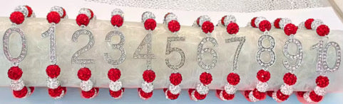 Bracelet ~ Crystal Number  Red & White Bling Edition