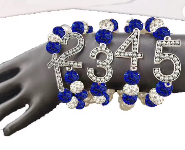 Bracelet ~ Crystal Number  Blue & White Bling Edition