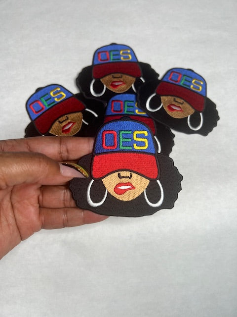 OES Baseball Cap Girl Iron on / Sew on Patch, Embroidered Patch