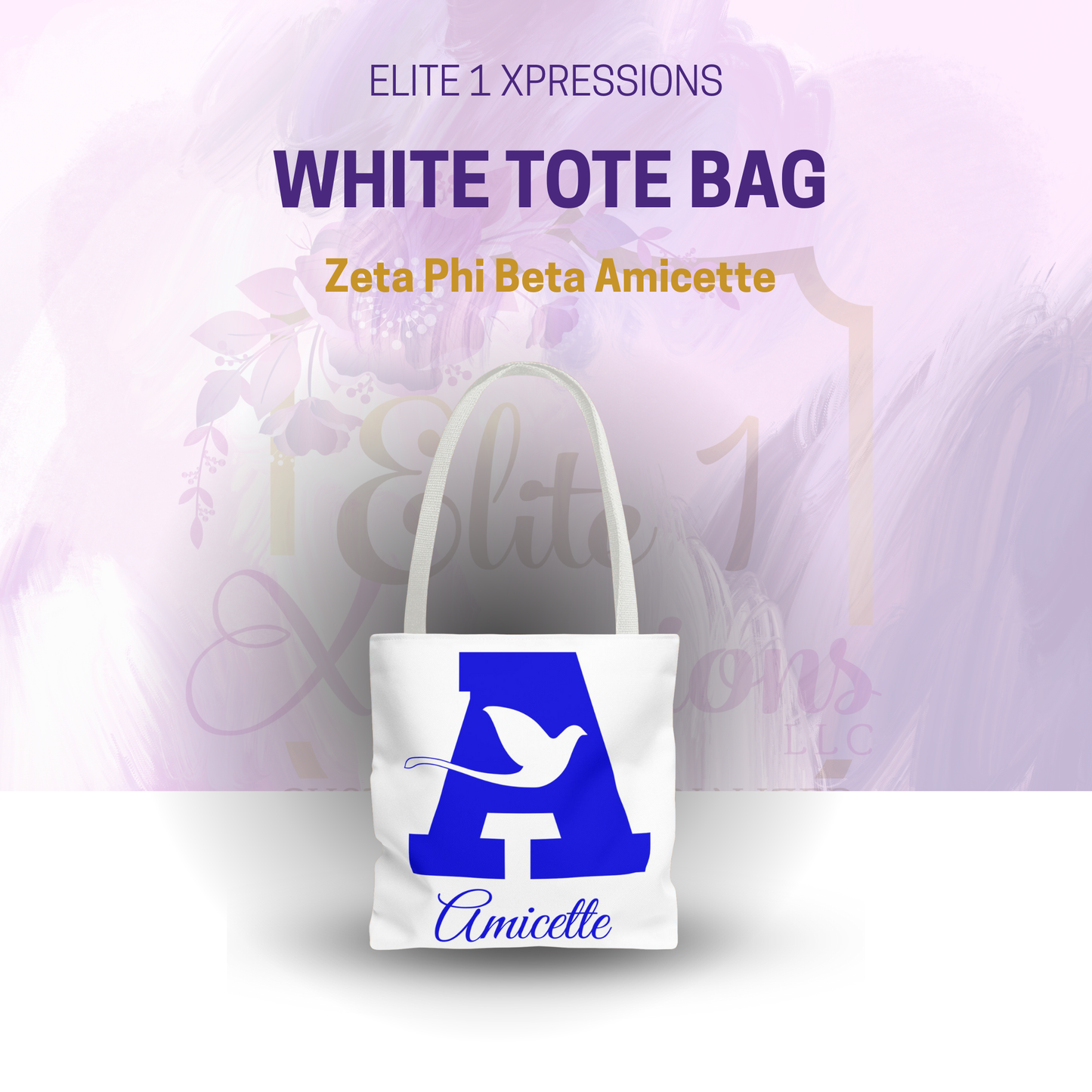 Amicette | Zeta Phi Beta Amicette | White Tote Bag