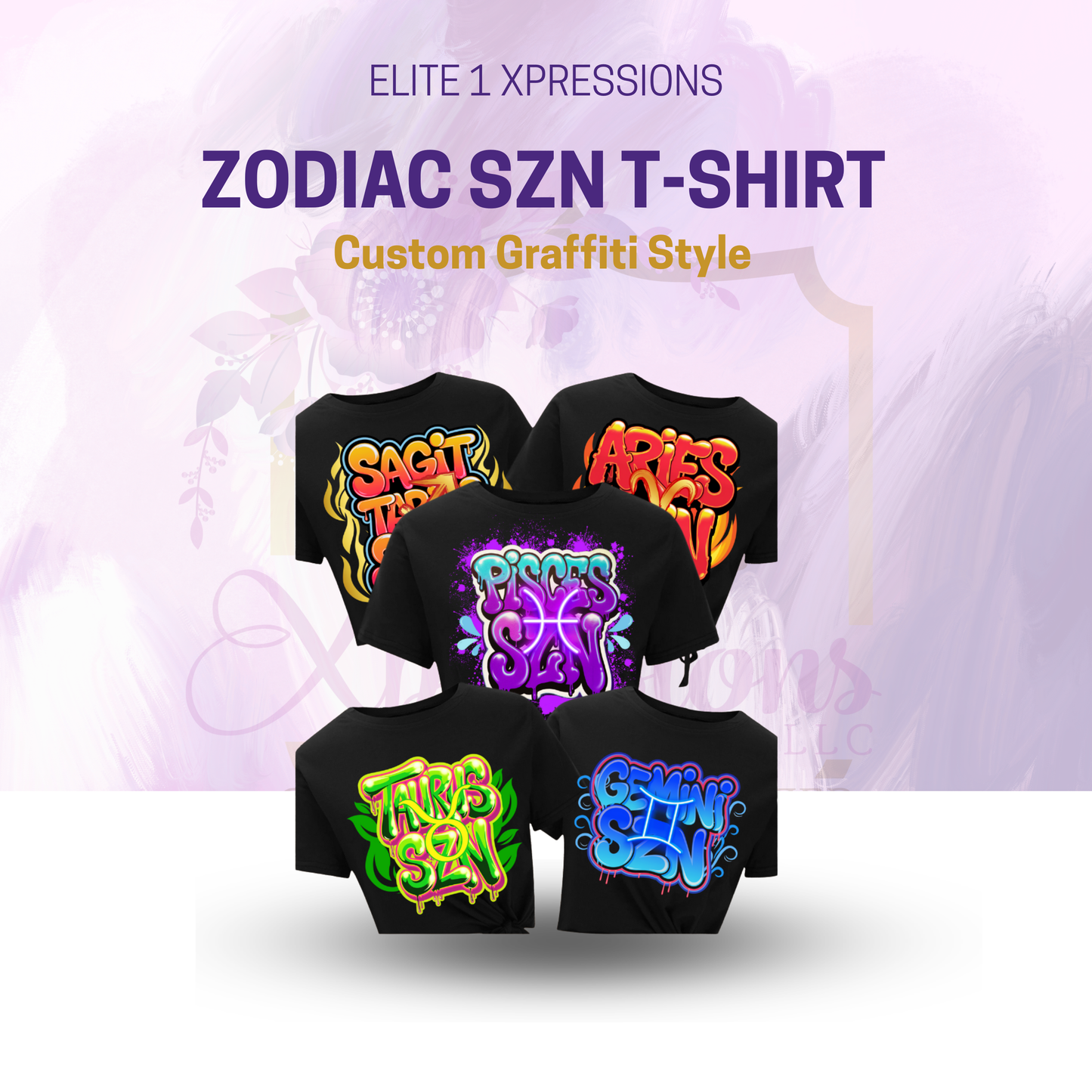 Zodiac SZN T-Shirt | Custom Graffiti Style | Astrology Birthday Tee | All Zodiac Signs | Elite 1 Xpressions