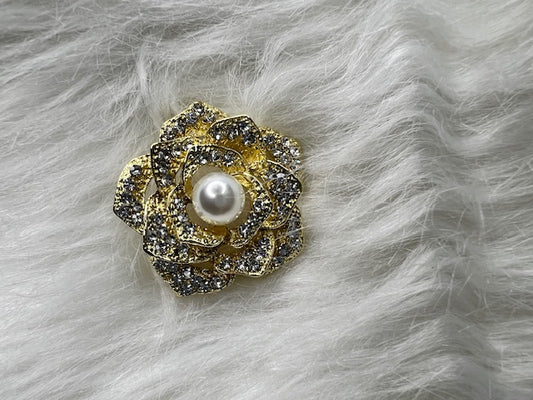 Brooch ~ Gold Rose Pearl Brooch